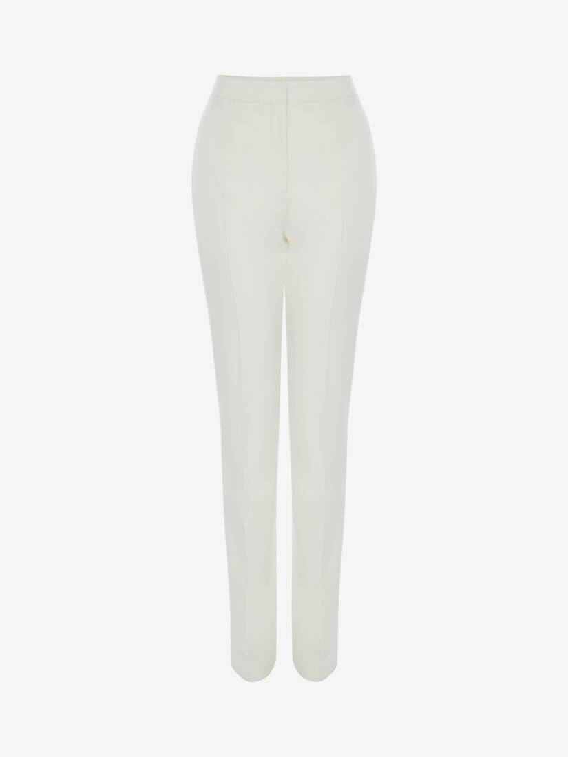 Pantalones Alexander McQueen Grain De Poudre Long Mujer - Blancos - Mexico 150-FRHQGT